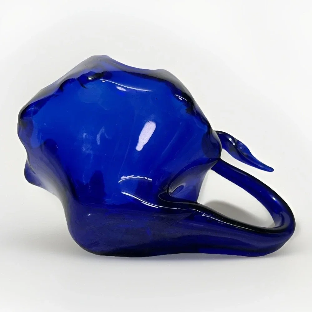 Vintage Cobalt Blue Blown Glass Swan Candy Dish MCM Decorative